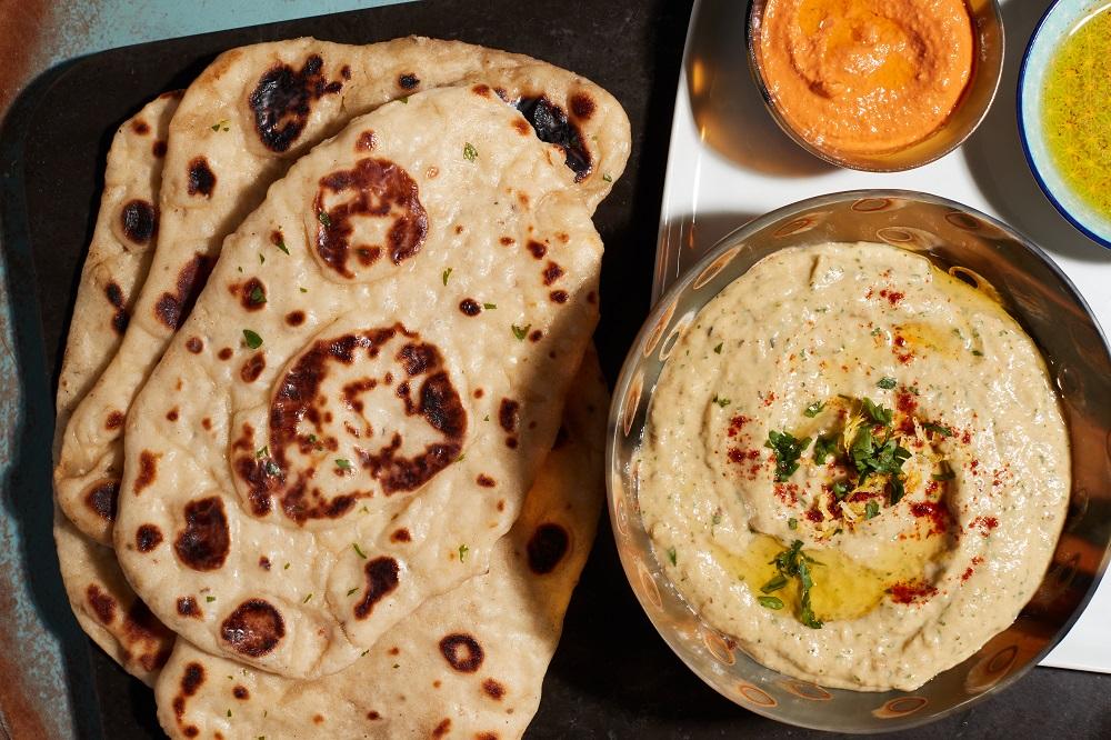 Naan bread with baba ganoush